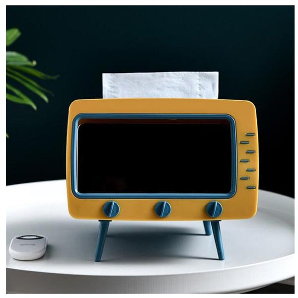 

tissue boxes & napkins creative tv box deskpaper holder dispenser kitchen storage napkin case organizer with mobile phone gh975