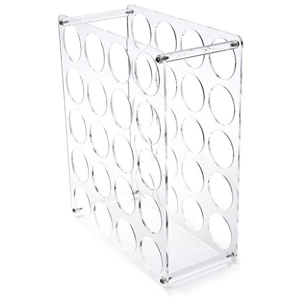 

hooks & rails 20 hole roll holder - high capacity lightweight sturdy acrylic storage (clear)