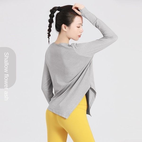 

yoga outfit light naked running sports shirts women's long sleeve shirt female loose breathing quick dry fitness gym crop