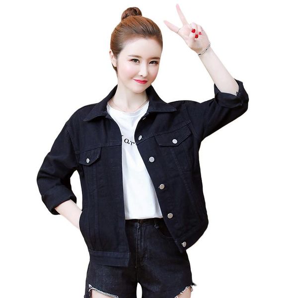 

women's jackets yuzacdwx harajuku style denim jacket women 2021 autumn coat female ethnic hippie chic gypsy outwear, Black;brown