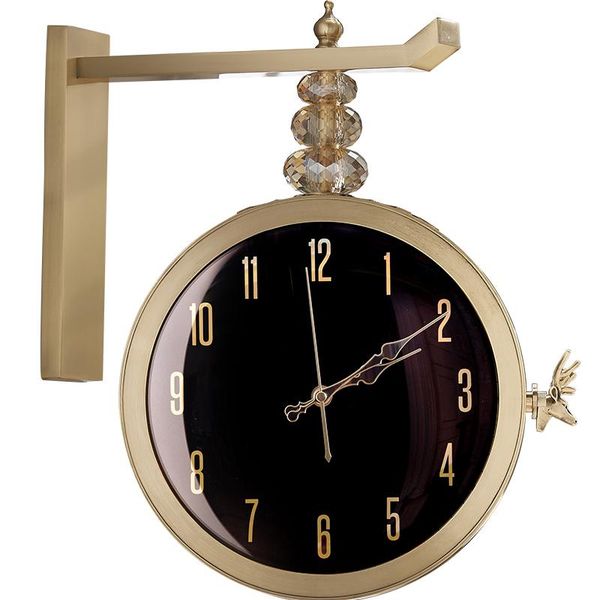 

wall clocks golden large clock two sided luxury watches home decor living room decoration creative silence undefined gift