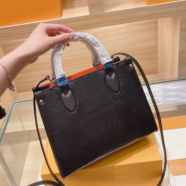 

old flower tote bag shopping package shoulder bags women handbags purse embossed letter genuine leather golden hardware adjustable removable