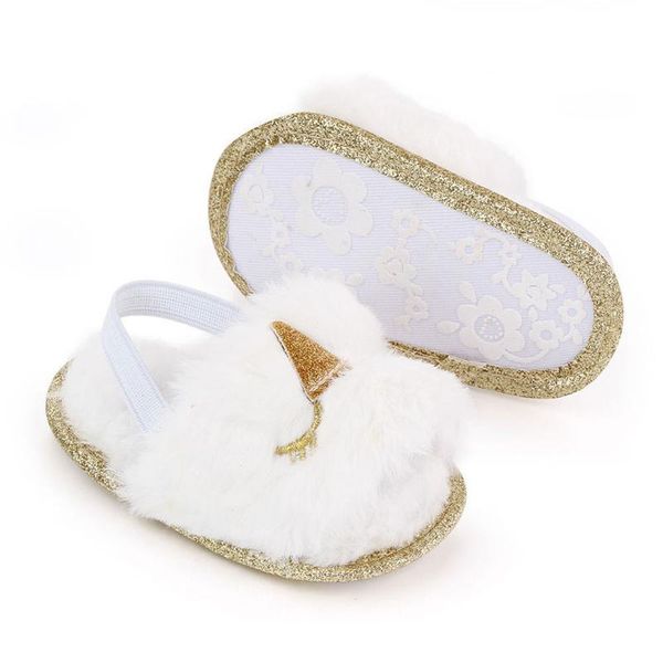 

sandals infant baby girls plush sandals, soft sole faux fur flats slippers with elastic back strap 0-24 months clothing, Black;red
