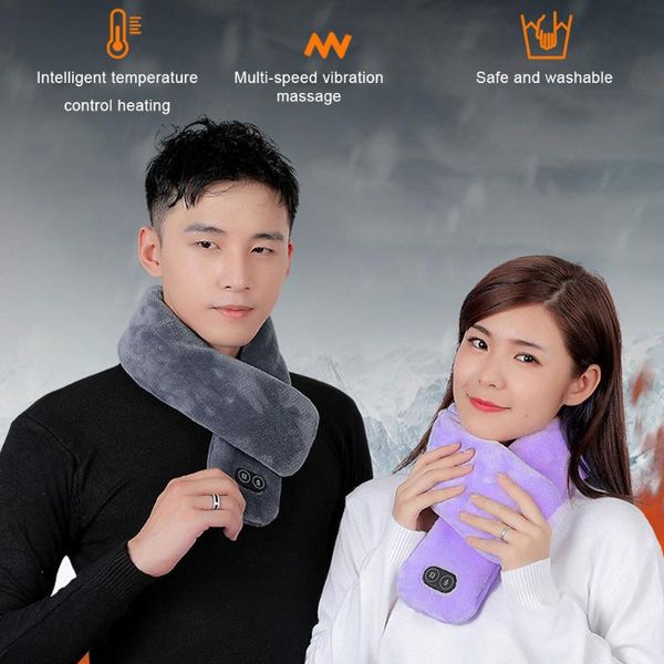 

heated electric scarf women massage constant temperature warm foulard smart heating couple men shawl neckerchief cycling caps & masks, Black