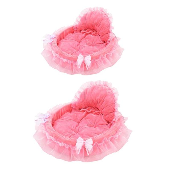 

kennels & pens circular pet dog bed pink lace princess puppy house doggy teddy bedding mat nest sofa cat supplies