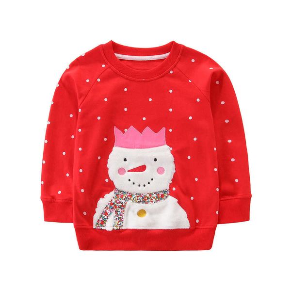 

baby christmas sweashirs red polka do wih applique snowman cue children shirs chrismas gif shirs for girls blouse 210529, Black