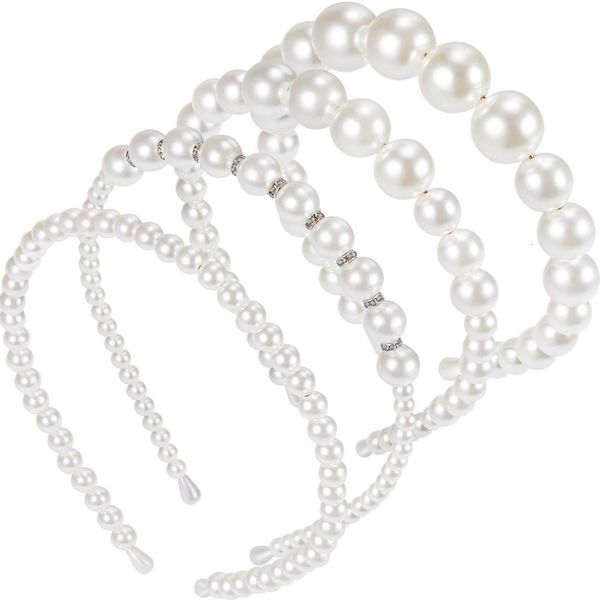 

pearl set combination bridal woven headband simple headdress, Black;brown