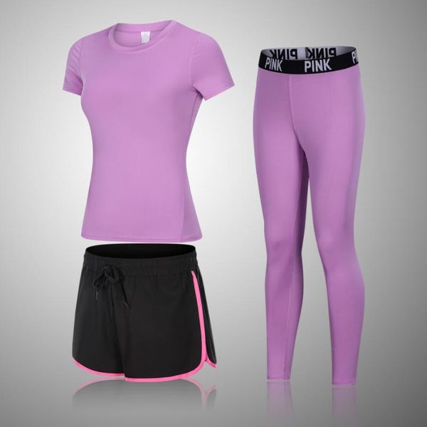 

3pcs/set ladies sports running cropped leggings yoga gym trainning set clothing workout fitness women suit outfit