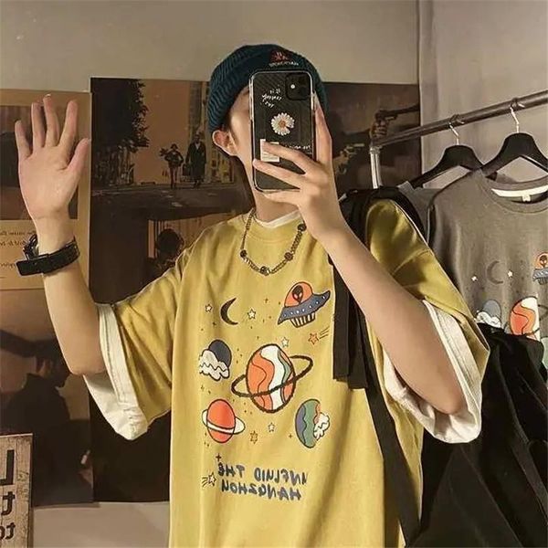 

men's t-shirts punk streetwear fashion student long sleeve t shirts harajuku female tshirt summer t-shirt male loose cool, White;black