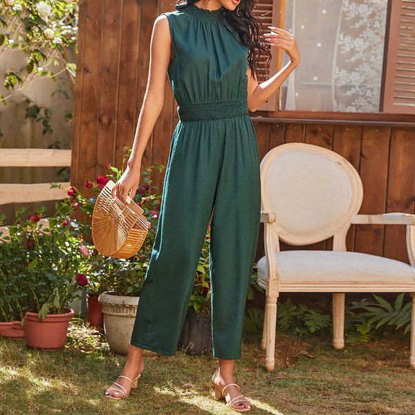 

women's jumpsuits & rompers western style jumpsuit spring summer fashion temperament casual vacation solid color backless dark green sl, Black;white