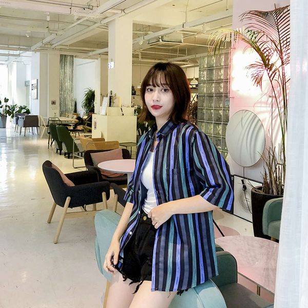 

men's casual shirts summer women's wear idyllic sweet wind lovely beach flower shirt coat 5-sleeve umsz, White;black