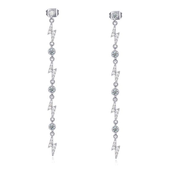 

dangle & chandelier erluer long ear line drop earrings fashion spark crystal zircon lightnin earring for women girl wedding jewelry wholesal, Silver