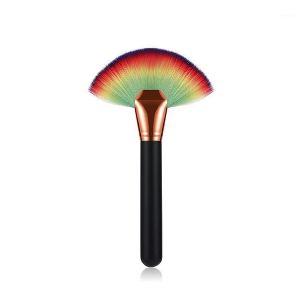 

fan shape powder blending brush with wooden handle highlighter gloss makeup brushes cosmetic tool1