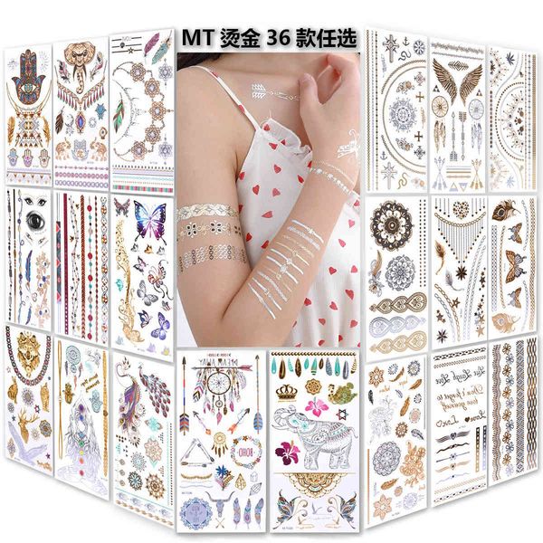 

tattoo paste metal sticker stamping silver water transfer professional