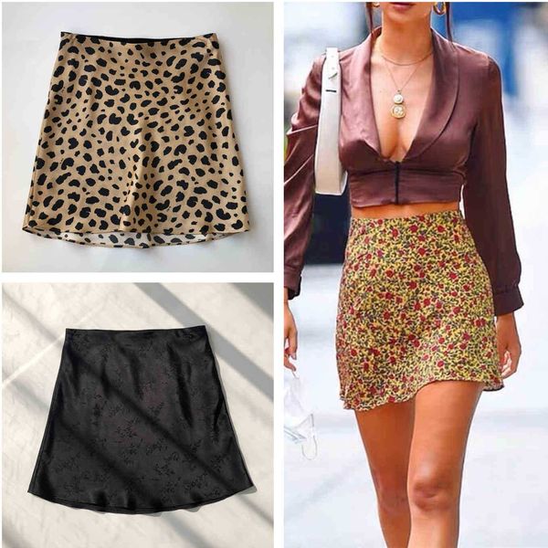 

skirts skirts 100% silk women mini skirt fashion leopard floral print sweet package hip short holiday clothes spring s hyb6, Black