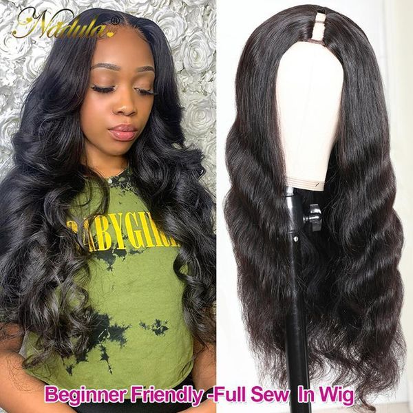 

nadula hair 3x1 u part wig human body wave glueless wigs brazilian virgin invisible line1, Black;brown
