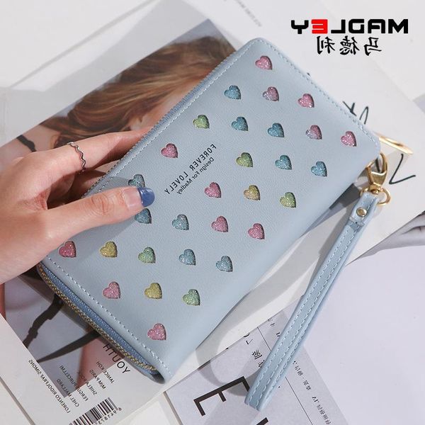 

the ladies bag wallet new korean version long zipper large-capacity mobile clutch of color love wild hollow phone cfpxi