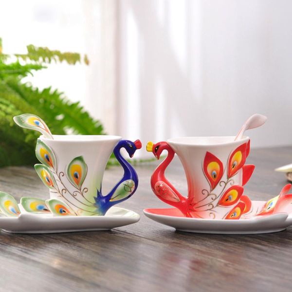 

ceramic cup enamel porcelain saucer spoon coffee tea sets modern art wedding shaped set creative cups & saucers