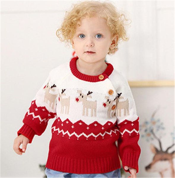 

christmas sweater children 0-2y deer warm knitted long sleeve jumper winter autumn pullovers boys girls pullover, Blue