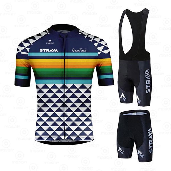 

racing sets strava pro team cycling jersey men set bib shorts 2021 summer mtb bike bicycle suit uniform clothes, Black;blue