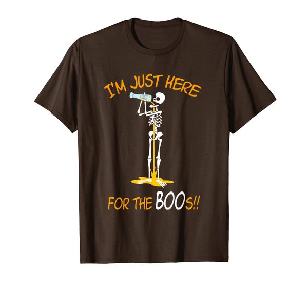 

i'm just here for the boos skeleton drinking beer t-shirt, White;black