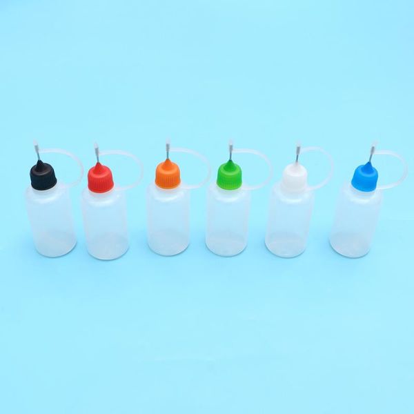 

storage bottles & jars 12pcs 30ml needle tip glue applicator precision bottle oiler ink dropper (black red blue green orange white for each