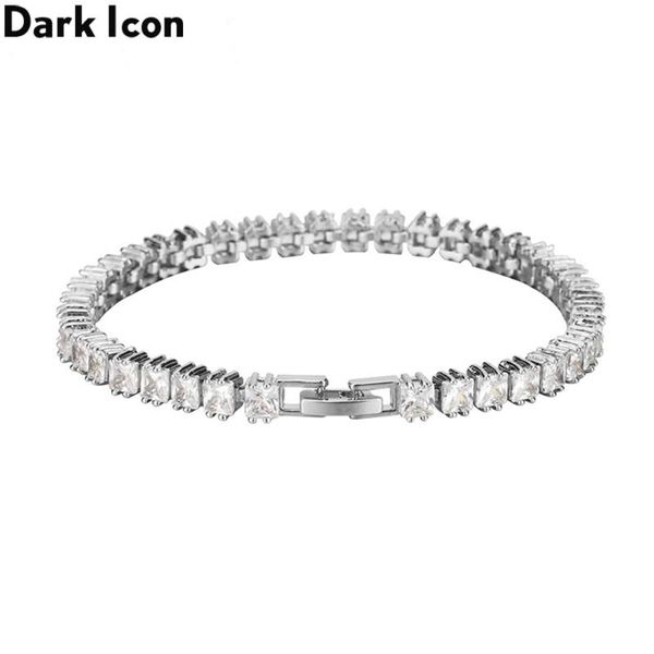 

link, chain men's and women's fashion copper micro inlaid square zircon bracelet korean, Black