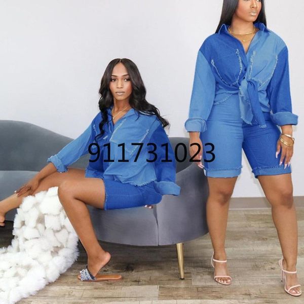 

ethnic clothing 2021 s high-end denim set young daily sweet solid full sleeve group knee length slim women 2 piece, Red