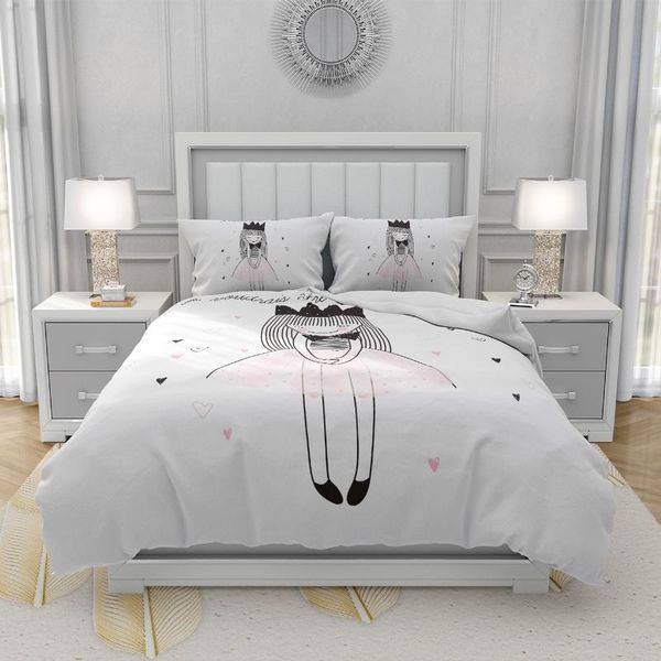 

bedding sets nordic cartoon princess white duvet cover set girls simple cute kids single double bed linen for children boys