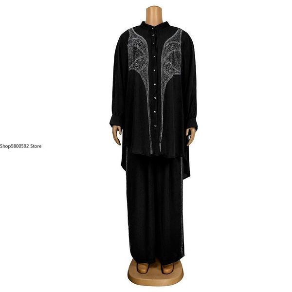 

ethnic clothing two piece set women dashiki traditional africaine diamonds blouses shirts and pants african clothes matching pant sets, Red