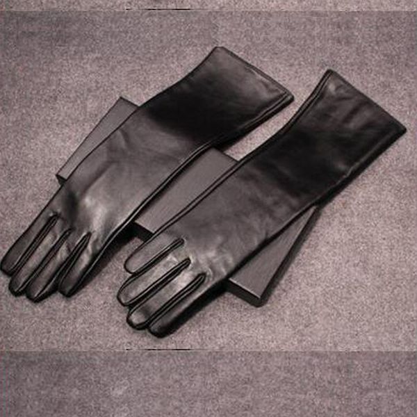 

fingerless gloves russia women winter real leather evening party long genuine sheepskin warm lined high-grade special offer, Blue;gray