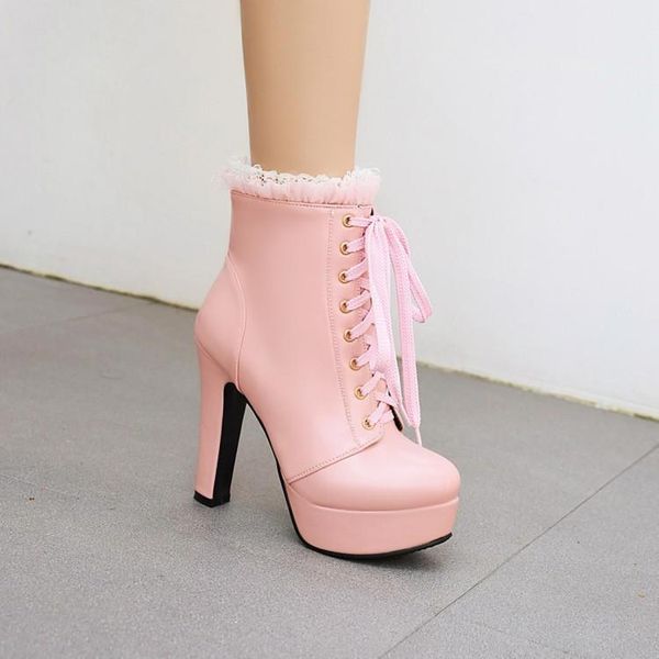 

woman flat boots shoes clogs platform boots-women round toe low ladies high heel 2021 rock rubber autumn mid calf mid-calf larg, Black