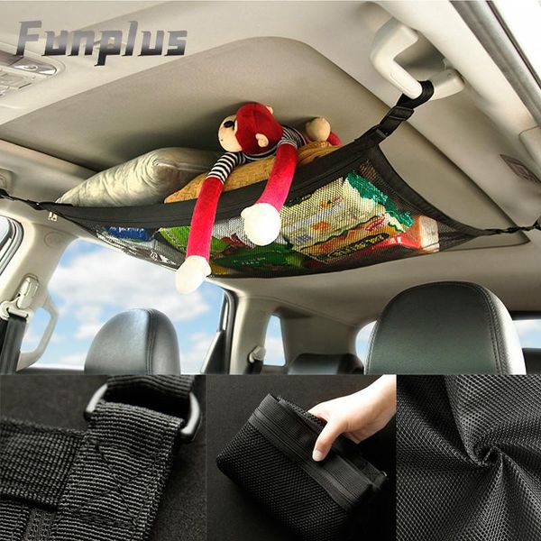 

car organizer net pocket storage ceiling roof cargo in the trunk interior bag for auto container universal multifunction accessories