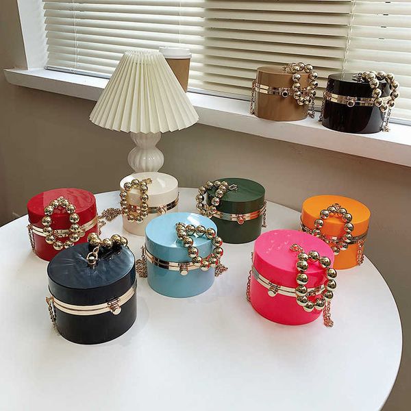 

women 2021 fashion acrylic dinner beaded handbag chain one shoulder msenger bag