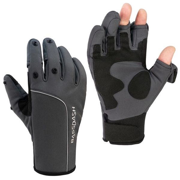 

bassdash wintepro insulated fishing gloves water repellent with fleece lining cold weather winter for men women 211124, Blue;gray