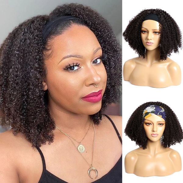 

afro kinky curly headband wig 180% daily wig black women synthetic hair wig full machine full and breathable natural hairfactory direct