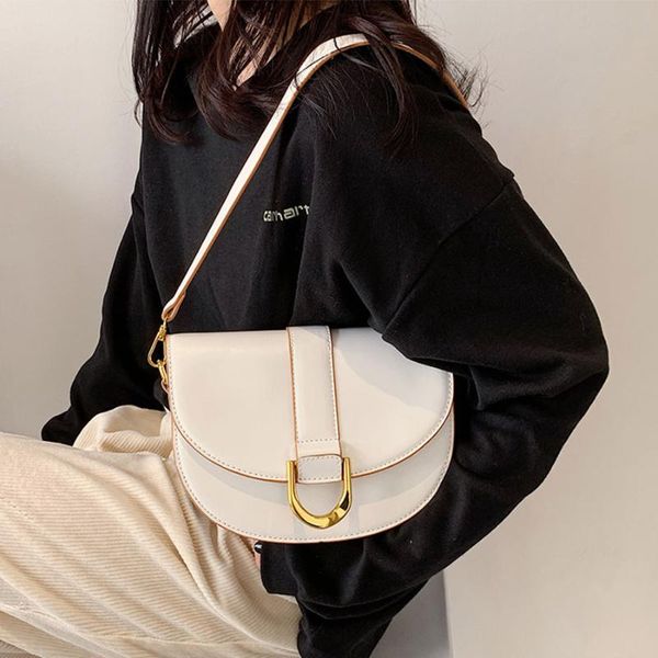 

evening bags semicircle women shoulder solid color pu leather underarm messenger crossbody flip purse