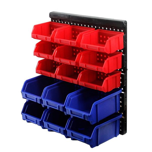 

tool organizers 15 boxs abs wall-mounted storage box parts garage unit shelving hardware screw organize components