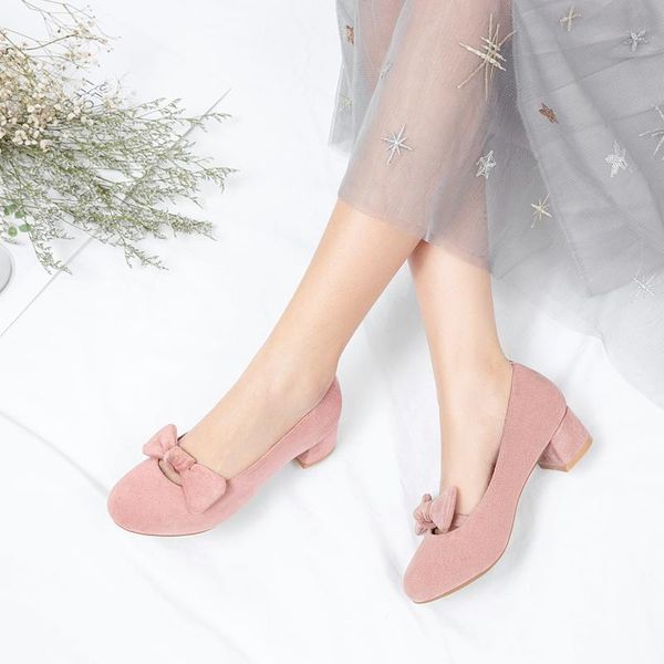 

dress shoes pqecfs big size 30-42 spring & autumn solid fashion women bowtie square heels pumps 3 colors, Black