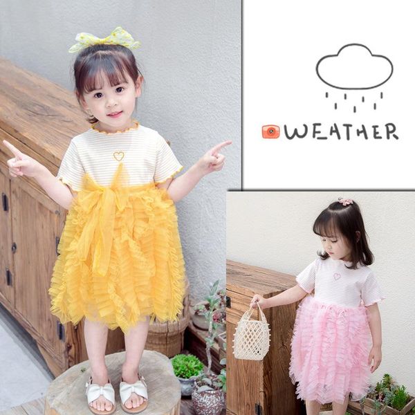 

fashion children dress 2021 costomes short sleeve kids lace patchwork vestidos design casual dresses for girls girl's, Red;yellow