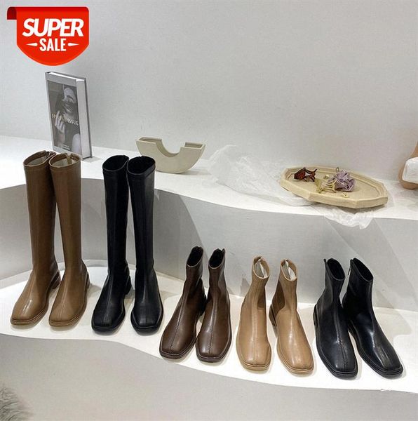 

short boots women single korean style wild square toe flat net red thin ins tide #ik23