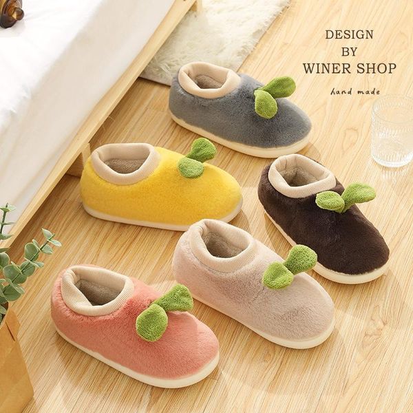 

slippers fall/winter indoor warm cotton lint women shoes bag with home outside wear, Black