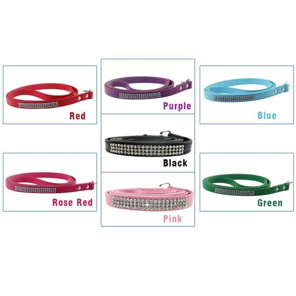 

color diamond pu dog leash rope length for small dogs cats solid rhinestones pet traction puppy walking supplies collars & leashes