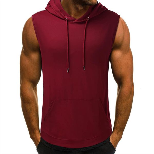 

fashion mens clothing summer sweatshirt men slim casual fit pockets sleeveless vest tank blouse bodybuilding hooded, White;black