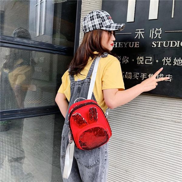

backpack bag 2021 shoulder sequins diagonal cute ear