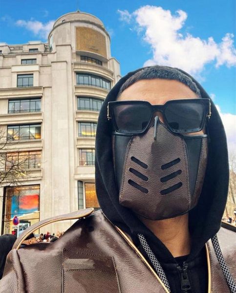 

brown leather half face mask, fashionable monogrammed print mask mouth covers staying safe in style men and women size no box, Silver