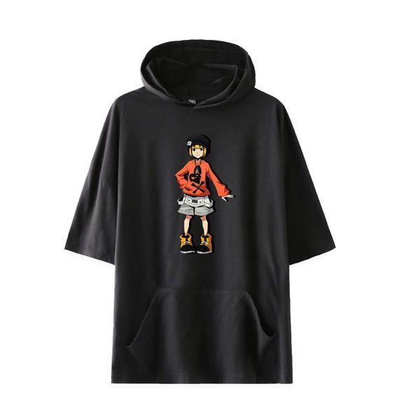 

the world ends with you men/women hooded t-shirt solid color tshirts summer short sleeve fashion cool men's t-shirts, White;black