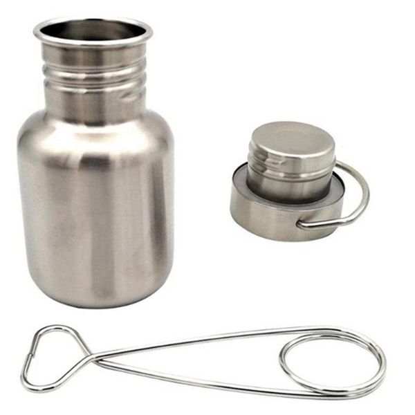 

water bottle stainless steel sports cup with hanging hook for outdoor camping hiking cycling