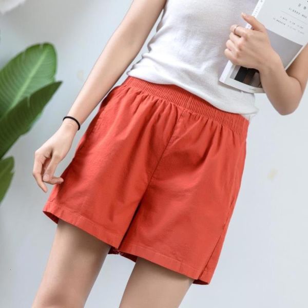 

women's shorts summer 2021 women elastic waist short female all-match loose solid cotton linen casual femme, White;black