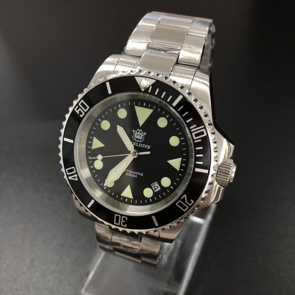 

sd1986-ac automatic watch of man 41mm steel men wristwatch sapphire crystal aluminum bezel mechanical dive 200m wristwatches, Slivery;brown
